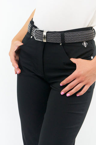 Surprizeshop Stretch Webbing Golf Belt For Ladies - Black and White