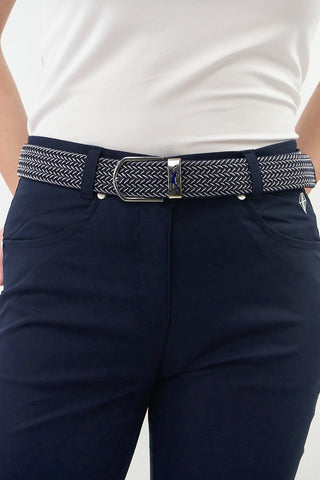 Stretch Webbing Ladies Golf Belt - Navy and White