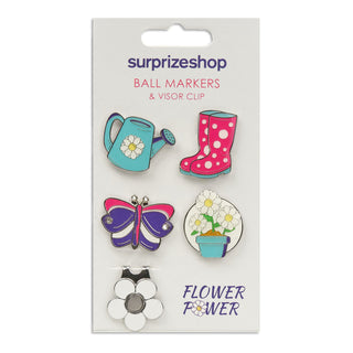 Surprizeshop Flower Power Golf Ball Marker and Visor Clip Set