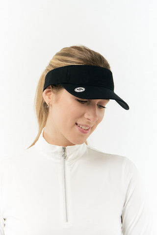Ladies Velcro Golf Visor With Built-In Ball Marker - Black