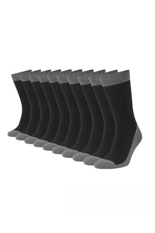 Becmoor Mens Socks (10 Pack) UK8-11 / Breathable Plain/Reinforced heel & toe/Smart Mens Socks/Casual Mens Socks/School Socks/Casual & Work - Black & Grey