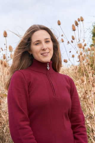 Pure Golf Brace Super Soft Lined Sweater Quarter Zip - Garnet Berry