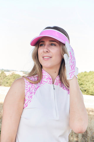 Pure Golf Dew Sleeveless Polo - Azalea Zebra