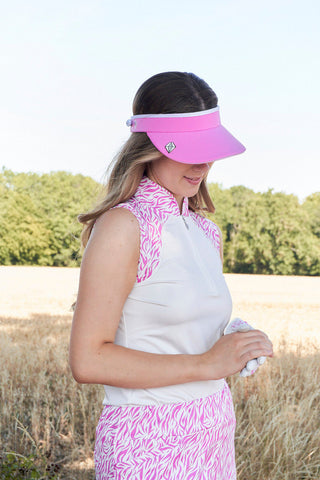 Pure Golf Dew Sleeveless Polo - Azalea Zebra