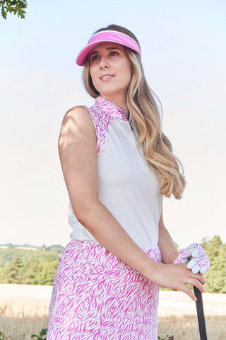 Pure Golf Dew Sleeveless Polo - Azalea Zebra
