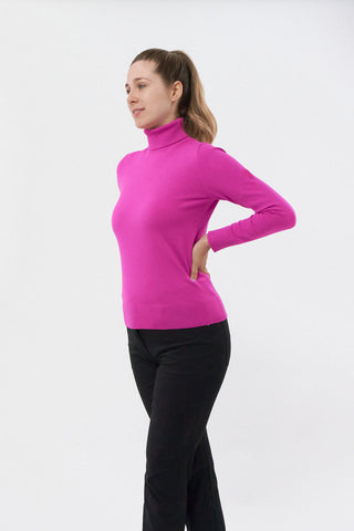 Pure Golf Super Soft Glow Roll Neck - Pink Topaz
