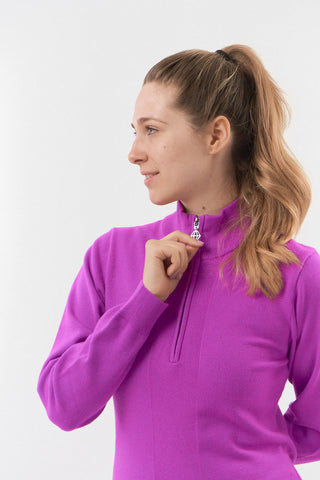Pure Golf Brace Super Soft Quarter Zip Lined Golf Jumper - Amethyst