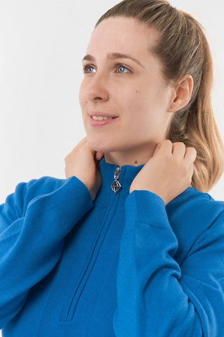 Pure Golf Brace Super Soft Lined Golf Jumper Quarter Zip- Vallarta Blue