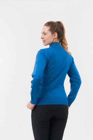 Pure Golf Brace Super Soft Lined Golf Jumper Quarter Zip- Vallarta Blue