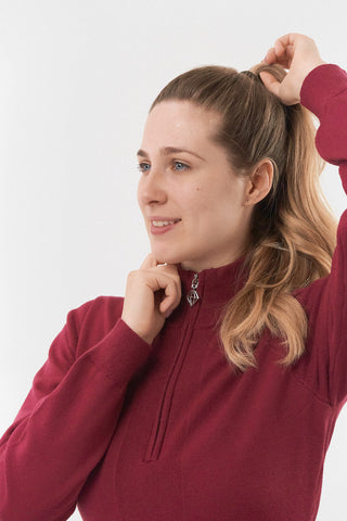 Pure Golf Brace Super Soft Lined Sweater Quarter Zip - Garnet Berry