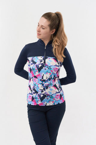Pure Golf Daniella Long Sleeve Polo Shirt - Prism