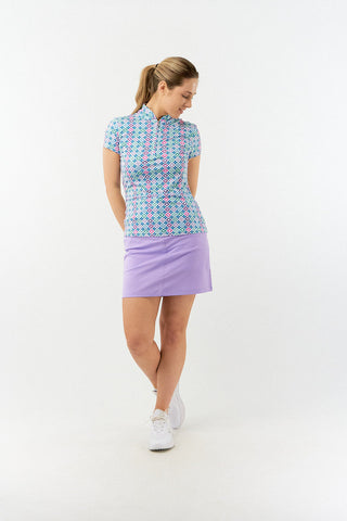Pure Golf Rise Cap Sleeve Polo -Geo Flower