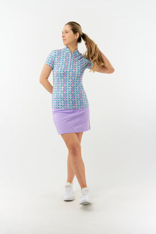 Pure Golf Rise Cap Sleeve Polo -Geo Flower