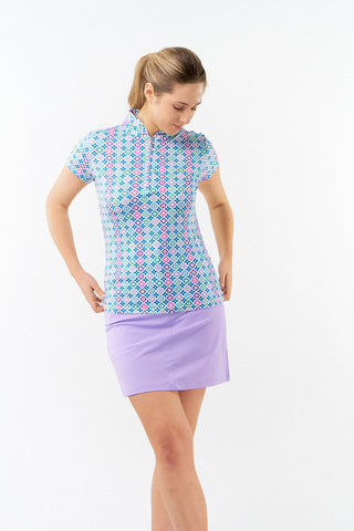 Pure Golf Rise Cap Sleeve Polo -Geo Flower