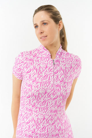 Pure Golf Rise Cap Sleeve Polo - Azalea Zebra