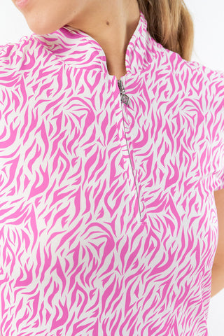 Pure Golf Rise Cap Sleeve Polo - Azalea Zebra