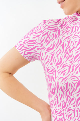 Pure Golf Rise Cap Sleeve Polo - Azalea Zebra