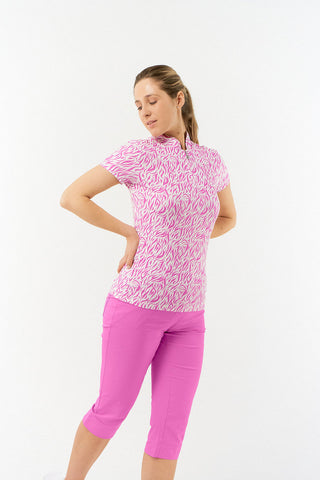 Pure Golf Rise Cap Sleeve Polo - Azalea Zebra