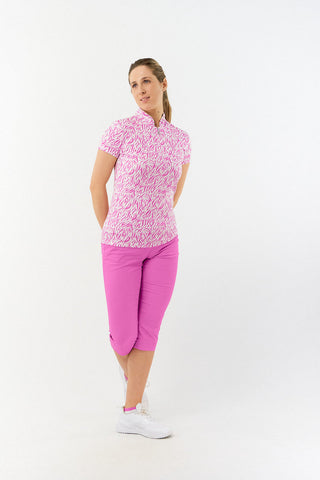 Pure Golf Rise Cap Sleeve Polo - Azalea Zebra