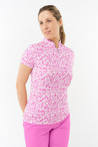 Pure Golf Rise Cap Sleeve Polo - Azalea Zebra