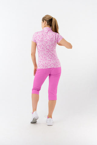 Pure Golf Rise Cap Sleeve Polo - Azalea Zebra