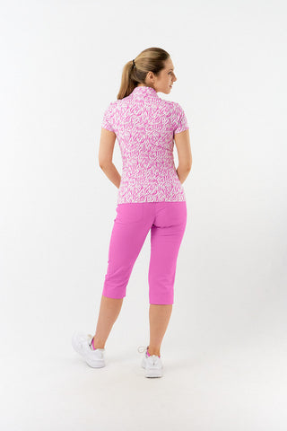 Pure Golf Rise Cap Sleeve Polo - Azalea Zebra