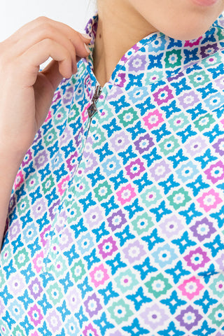 Pure Golf Rise Sleeveless Polo -Geo Flower