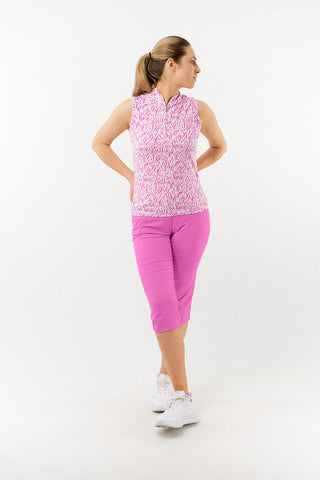 Pure Golf Rise Sleeveless Polo - Azalea Zebra