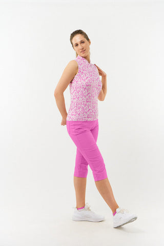 Pure Golf Rise Sleeveless Polo - Azalea Zebra