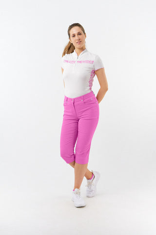Pure Golf Keyana Cap Sleeve Polo - Azalea Zebra