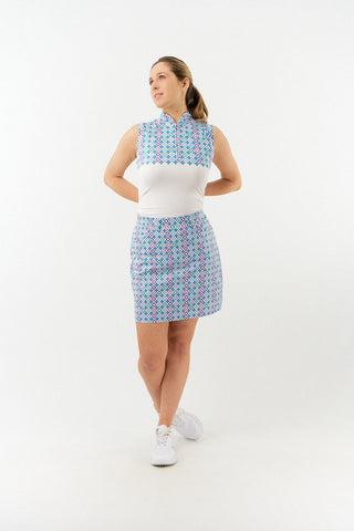 Pure Golf Truth Sleeveless Golf Polo Shirt - Geo Flower