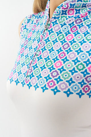 Pure Golf Truth Sleeveless Golf Polo Shirt - Geo Flower