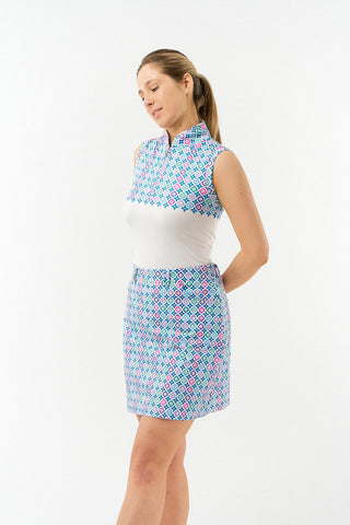 Pure Golf Truth Sleeveless Golf Polo Shirt - Geo Flower