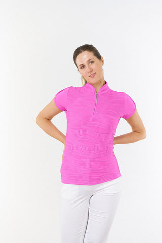 Pure Golf Cove Ladies Cap Sleeve Polo Shirt - Azalea