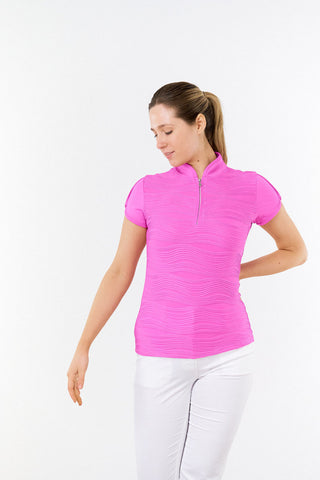Pure Golf Cove Ladies Cap Sleeve Polo Shirt - Azalea