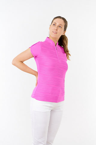 Pure Golf Cove Ladies Cap Sleeve Polo Shirt - Azalea