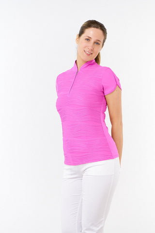 Pure Golf Cove Ladies Cap Sleeve Polo Shirt - Azalea