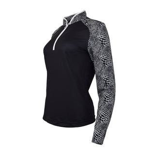 Pure Golf Hazel Long Sleeve Zip Neck Top - Mono Snake