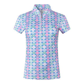 Pure Golf Rise Cap Sleeve Polo -Geo Flower