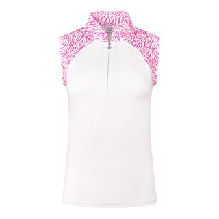 Pure Golf Dew Sleeveless Polo - Azalea Zebra