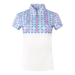 Pure Golf Truth Cap Sleeve Polo -Geo Flower