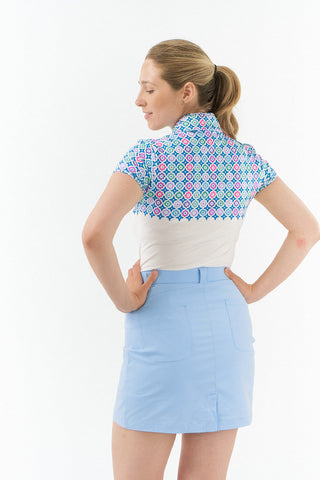 Pure Golf Truth Cap Sleeve Polo -Geo Flower