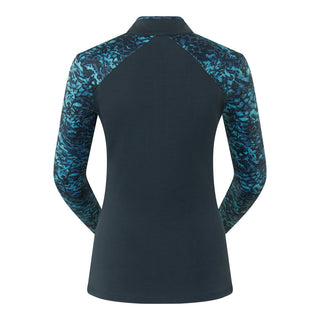 Pure Golf Maple Long Sleeve Zip Top - Tourmaline Leopard