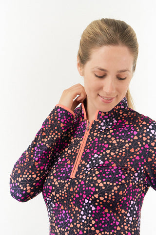 Pure Golf Ashlea Long Sleeve Zip Top - Berry Pop
