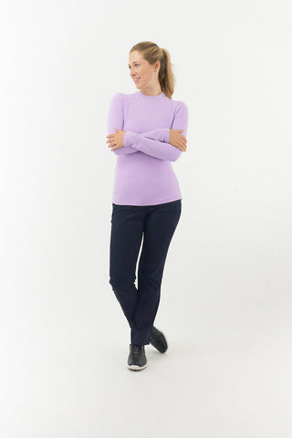Pure Golf Fern Super Soft Mock Neck Base Layer Top - Lilac