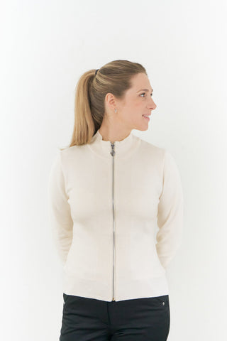Pure Golf Blair Full Zip Womens golf Lined Cardigan - Champagne
