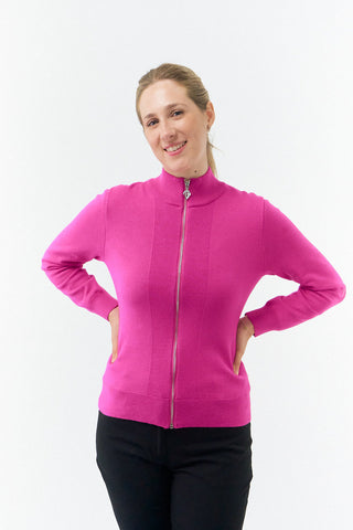 Pure Golf Blair Full Zip Lined Cardigan - Pink Topaz