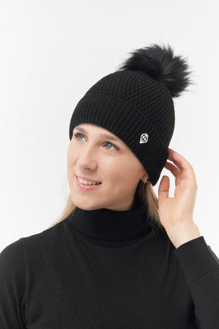 Pure Golf Greta Waterproof Bobble Hat - Black