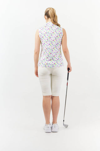 Rise Women's Sleeveless Polo Shirt - Ethereal Bouquet