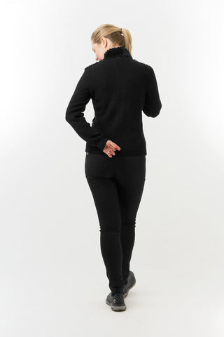 Pure Golf Ellisa Full Zip Fur Front Ladies Cardigan - Black
